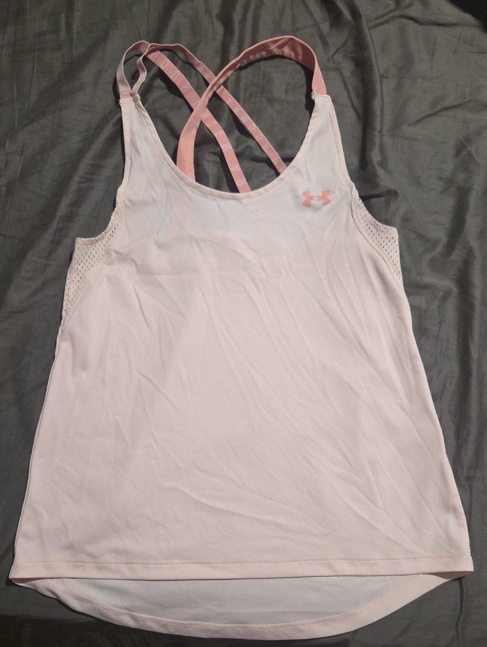 Under Armour Pale Pink Crossback Mesh Tank Top
